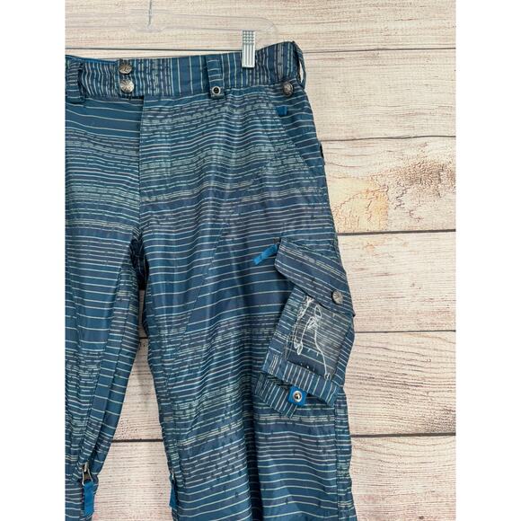 Burton DryRide Stripe Print Cargo Snowboard Pants Womens Medium Turquoise Blue - Picture 3 of 13
